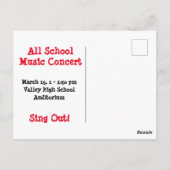 Verspreid het Word Music Concert Briefkaart (Achterkant)