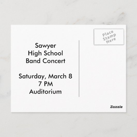 Verspreid het Word Music Concert Briefkaart (Achterkant)
