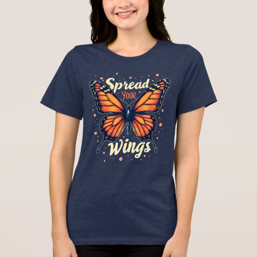 Verspreid je vleugels Motivatie vlinder Tri-Blend Shirt (Voorkant)