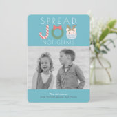 Verspreid JOY Polar Beer Mask Blue Christmas Foto Feestdagenkaart (Staand voorkant)