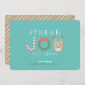 Verspreid JOY Rendier Mask Blue Christmas Feestdagenkaart (Voorkant / Achterkant)