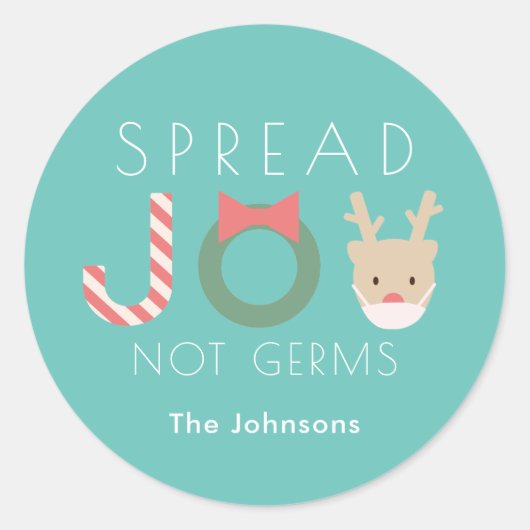 Verspreid JOY Rendiermasker Truquoise Blauw Ronde Sticker (Voorkant)