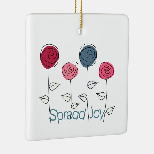 Verspreid Joy Roze Blauwe Bloemen Keramisch Ornament (Rechts)