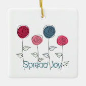 Verspreid Joy Roze Blauwe Bloemen Keramisch Ornament (Voorkant)