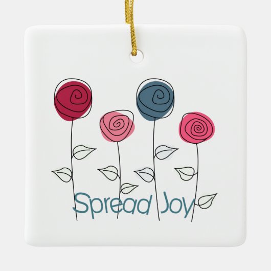 Verspreid Joy Roze Blauwe Bloemen Keramisch Ornament (Voorkant)