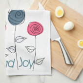 Verspreid Joy Roze Blauwe Bloemen Theedoek (Quarter Fold)