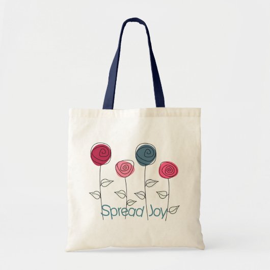 Verspreid Joy Roze Blauwe Bloemen Tote Bag (Voorkant)