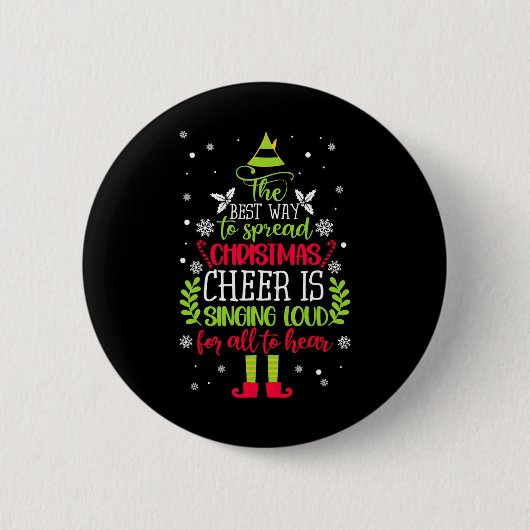 Verspreid Kerstvreugde Is Hardop Kerst Elf Pa Ronde Button 5,7 Cm (Voorkant)