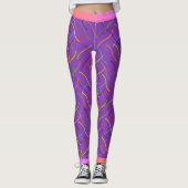 Verspreid Kleurrijk String Patroon op Paarse Leggings (Voorkant)