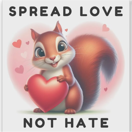 Verspreid liefde, geen haat, Schattigee bruine eek Sticker (Voorkant)