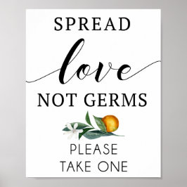Verspreid liefde, geen kiemen bordje met oranje poster