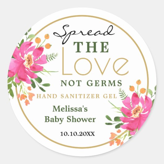 Verspreid Liefde Hand Sanitizer Baby shower Gunste Ronde Sticker (Voorkant)