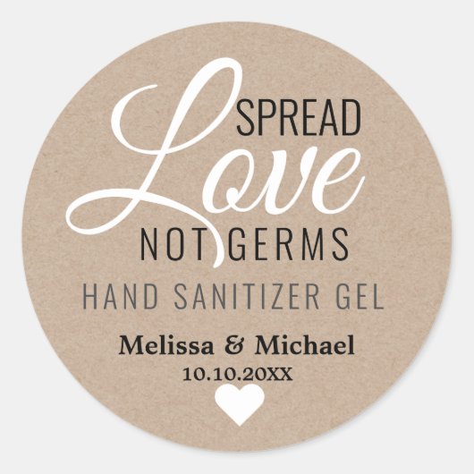 Verspreid Liefde Hand Sanitizer Bruiloft Favor Kra Ronde Sticker (Voorkant)
