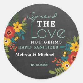 Verspreid Liefde Hand Sanitizer Bruiloft krijtbord Ronde Sticker