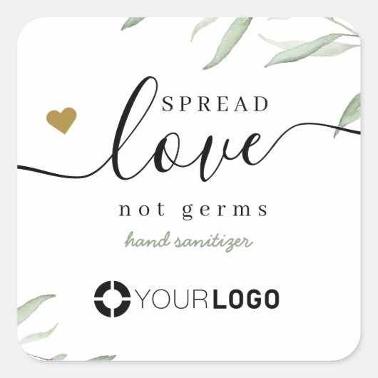 Verspreid Liefde Hand Sanitizer Groen bedrijf logo Vierkante Sticker (Voorkant)