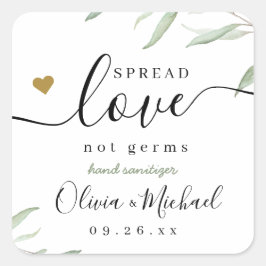 Verspreid Liefde Hand Sanitizer Groen Huwelijksgun Vierkante Sticker