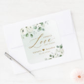 Verspreid Liefde Hand Sanitizer Groen Huwelijksgun Vierkante Sticker (Envelop)