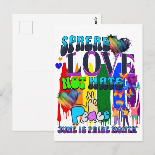 Verspreid liefde, niet haat | Juni is Pride Maand Briefkaart (Voorkant / Achterkant)