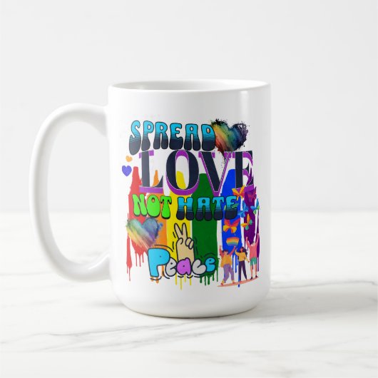Verspreid Liefde Niet Haat | LGBTQI+ Pride Koffiemok (Links)
