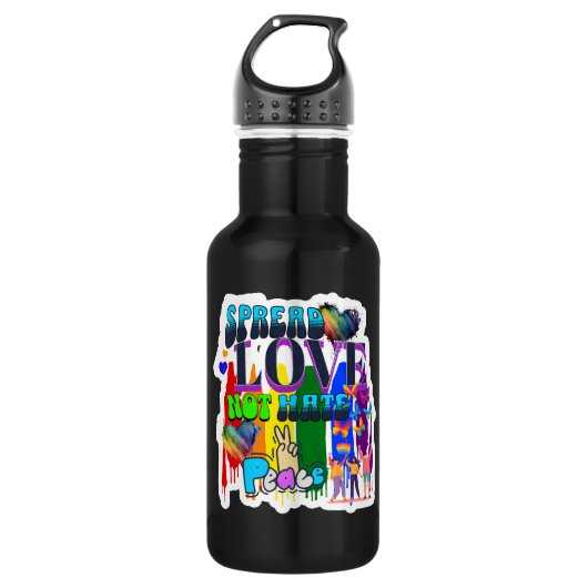 Verspreid Liefde Niet Haat | LGBTQI+ Pride Waterfles (Voorkant)