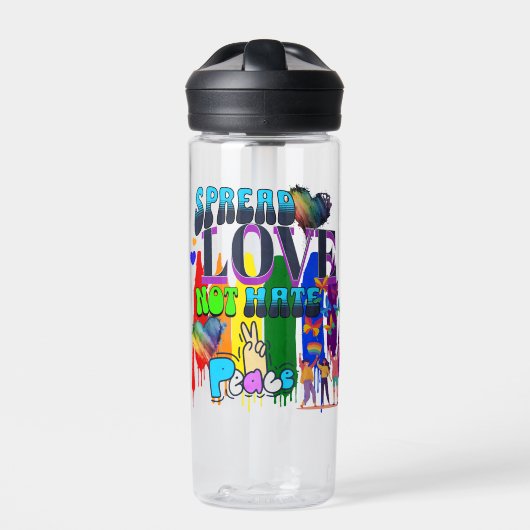 Verspreid Liefde Niet Haat | LGBTQI+ Pride Waterfles (Voorkant)