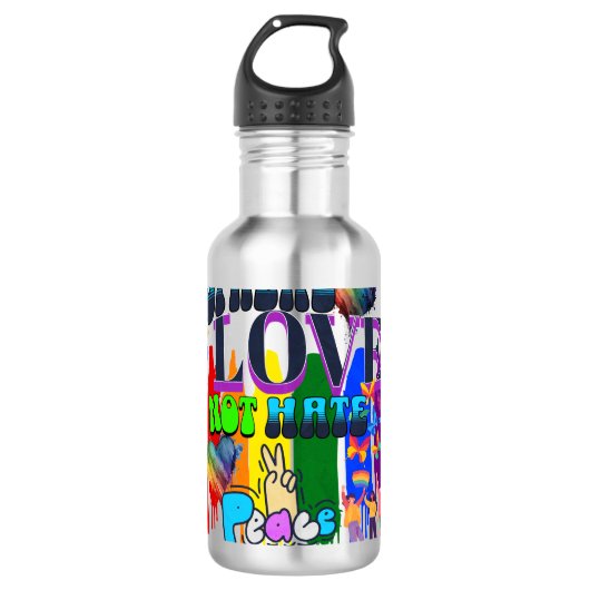 Verspreid Liefde Niet Haat | LGBTQI+ Pride Waterfles (Voorkant)
