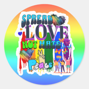 Verspreid Liefde Niet Haat   LGBTQI+ trots Ronde Sticker