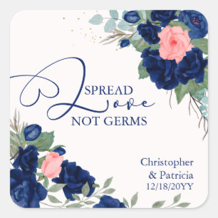 Verspreid Liefde niet Keimen Blauwe en Koraal Roze Vierkante Sticker