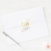 Verspreid Liefde Niet Kiemen Goud Glitter Vierkante Sticker (Envelop)
