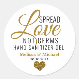 Verspreid Liefde Niet Kiemen Sanitizer Goud Hart Ronde Sticker