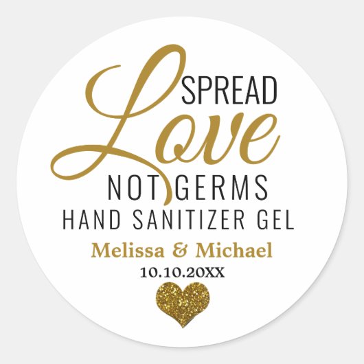 Verspreid Liefde Niet Kiemen Sanitizer Goud Hart Ronde Sticker (Voorkant)