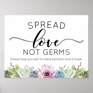 Verspreid Liefde Niet Kiemen Succulente Waterverf Poster