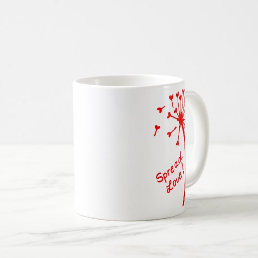 Verspreid Liefde Paardebloem met zaden uit harten Koffiemok (Voorkant rechts)