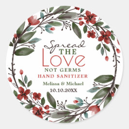 Verspreid Liefde Rode Bloemen Krans Hand Sanitizer Ronde Sticker