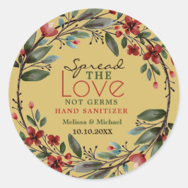 Verspreid Liefde Rode Bloemen Wreath Sanitizer Fav Ronde Sticker
