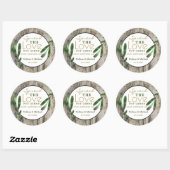 Verspreid Liefde Rustieke Bruiloft Hand Sanitizer Ronde Sticker (Vel)