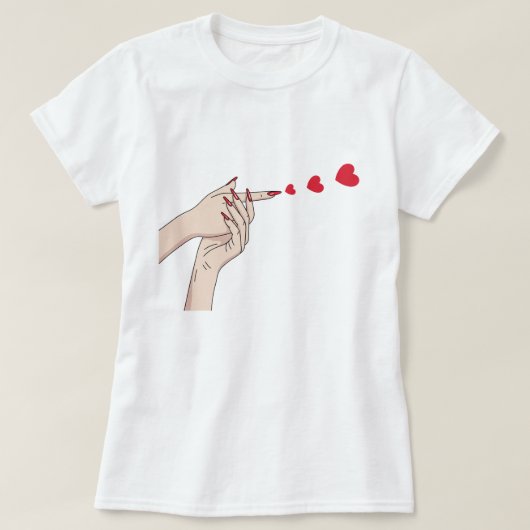 Verspreid Liefde, Vinger Hart Pistool Line Art T-shirt (Design voorkant)