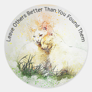 Verspreid Liefde & Vriendelijkheid Inspirerend Kat Ronde Sticker