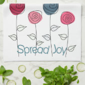 Verspreid Roze Blauwe Bloemen Van Vreugde Theedoek (Gevouwen)