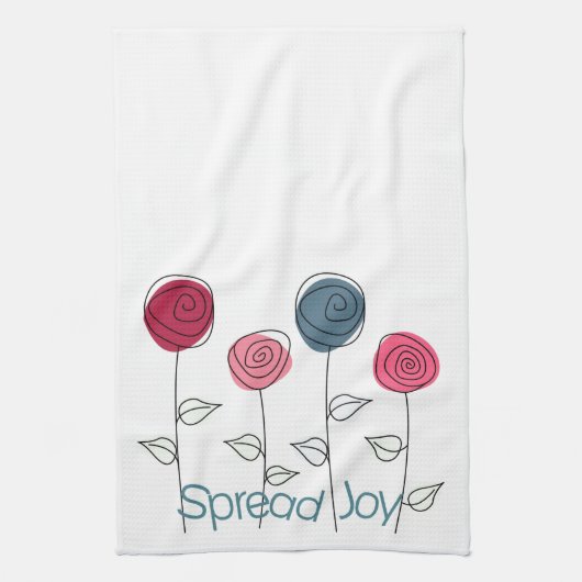 Verspreid Roze Blauwe Bloemen Van Vreugde Theedoek (Verticaal)
