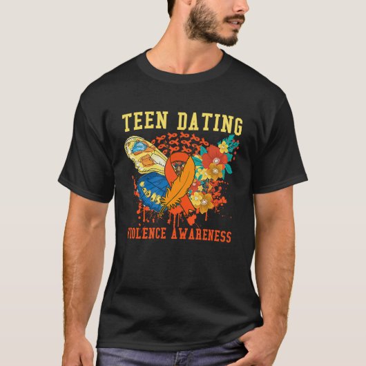 Verspreid Tiener Dating Geweld Bewustzijn Oranje B T-shirt (Voorkant)