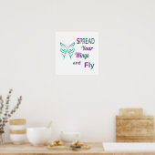 Verspreid uw vleugels en vliegend Poster (Keuken)