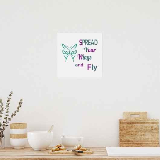 Verspreid uw vleugels en vliegend Poster (Keuken)