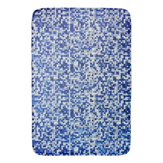 Verspreid veel kleine vierkantjes, schaduwen blauw badmat (Voorkant Verticaal)