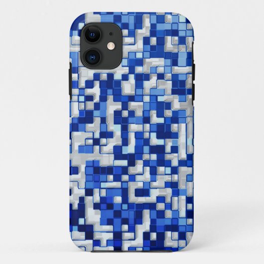 Verspreid veel kleine vierkantjes, schaduwen blauw Case-Mate iPhone case (Achterkant)
