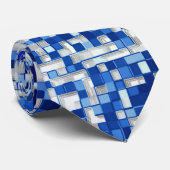 Verspreid veel kleine vierkantjes, schaduwen blauw stropdas (Opgerold)