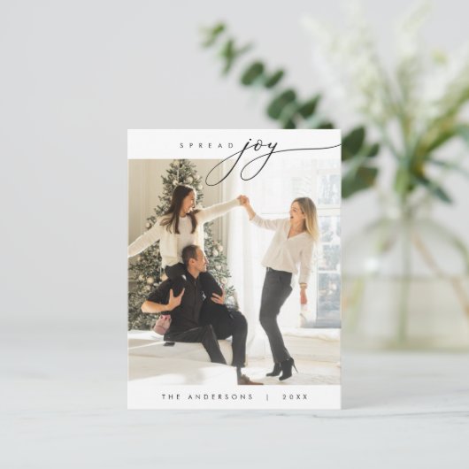 Verspreid vreugde, familiefoto, kerstgroet briefkaart (Staand voorkant)