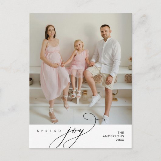 Verspreid vreugde, familiefoto, kerstgroet briefkaart (Voorkant)