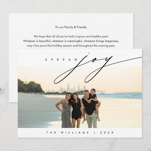 Verspreid vreugde, Kerstmis Familie Foto Overlay Feestdagenkaart (Voorkant / Achterkant)
