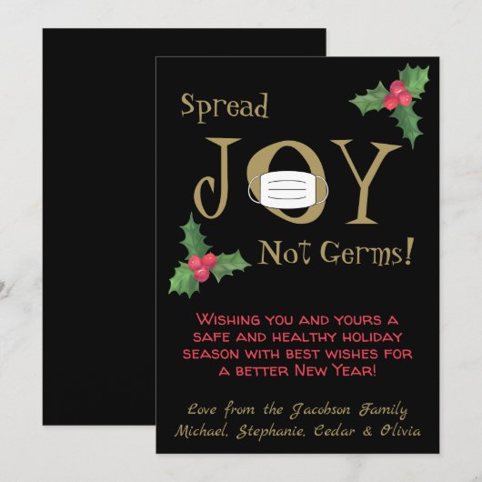 Verspreid Vreugde Niet Keimen Grappig Gezichtsmask Feestdagenkaart (Voorkant / Achterkant)